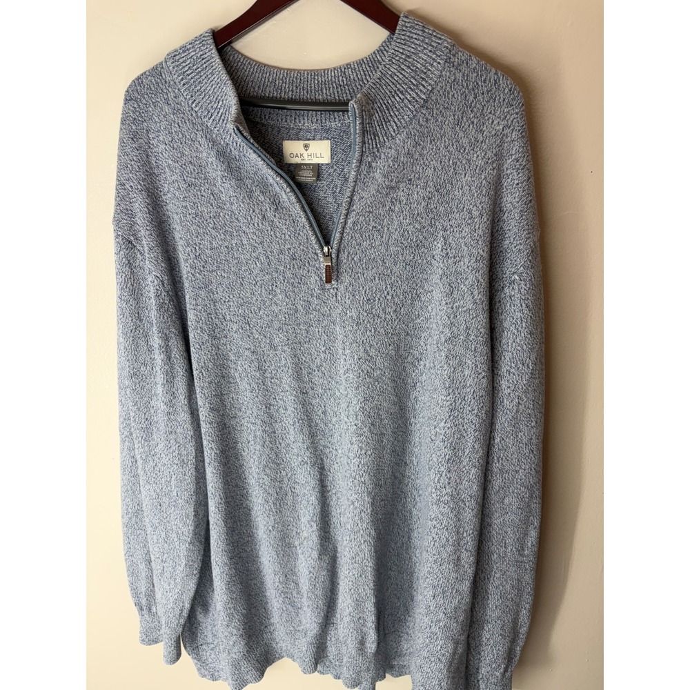 Oak Hill Mens 3XLT Blue Marled Quarter Zip Pullover Sweater Big & Tall